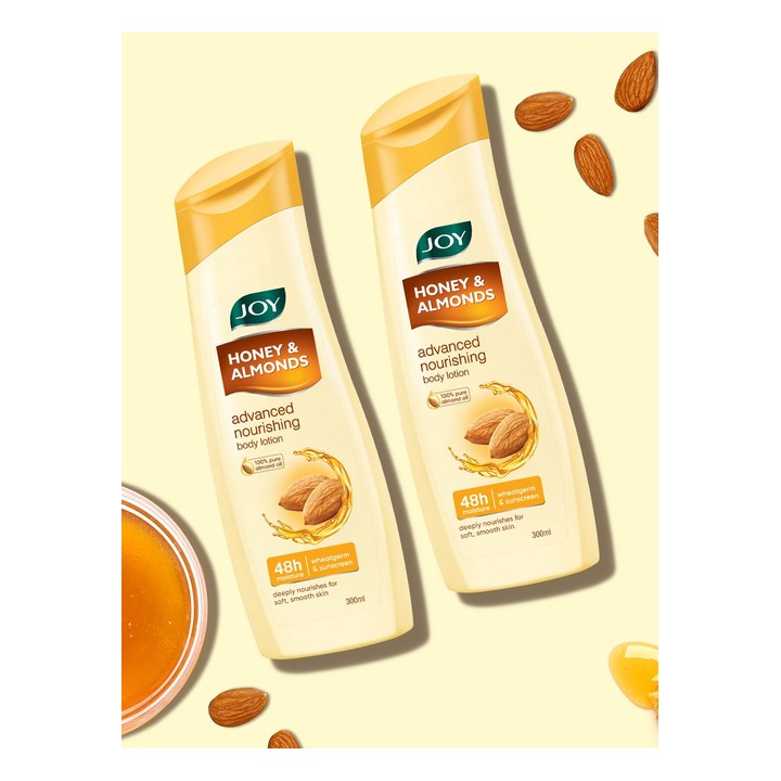 JOY Set Of 2 Honey & Almonds Advanced Nourishing Body Lotion 300ml Each