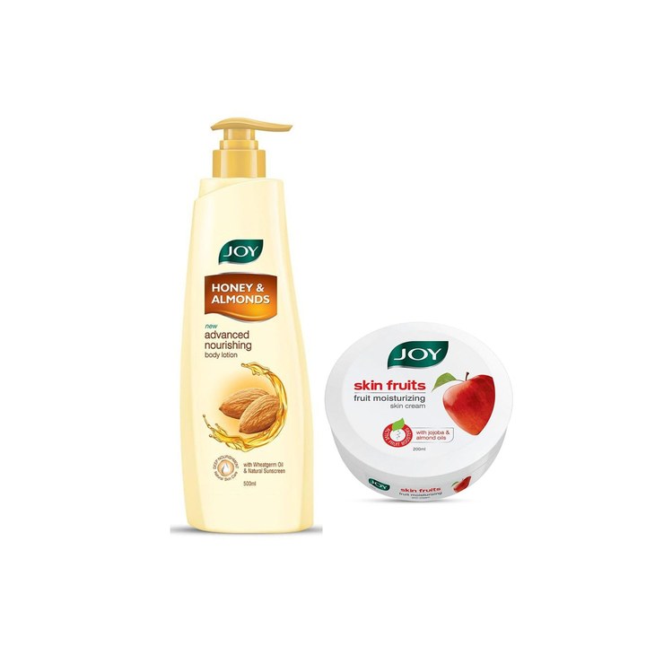 Joy Honey & Almonds Advanced Nourishing Body Lotion 500ml & Fruits Skin Cream 200ml