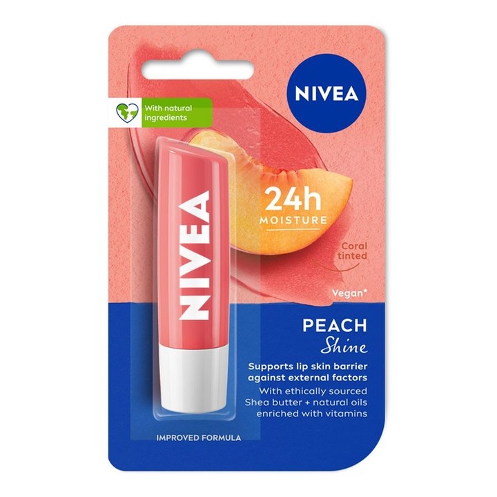 Nivea Caring Lip Balm - Peach Shine 4.8g