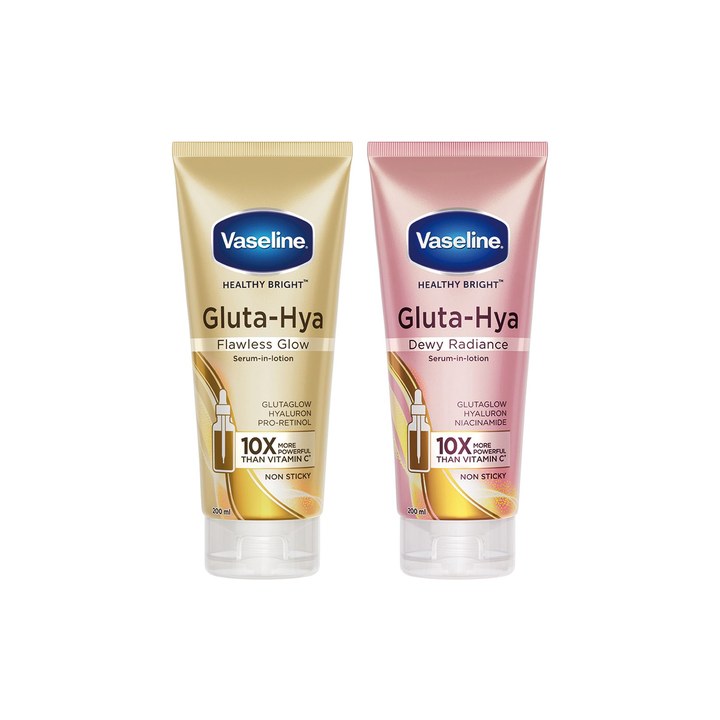 Vaseline Set Of 2 Gluta Hya Serum-in-Lotion - Dewy Radiance & Flawless Glow - 200ml Each