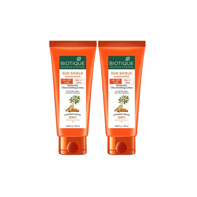 Biotique Set of 2 Bio Sandalwood SPF 50+ Ultra Soothing Sunscreen Lotions