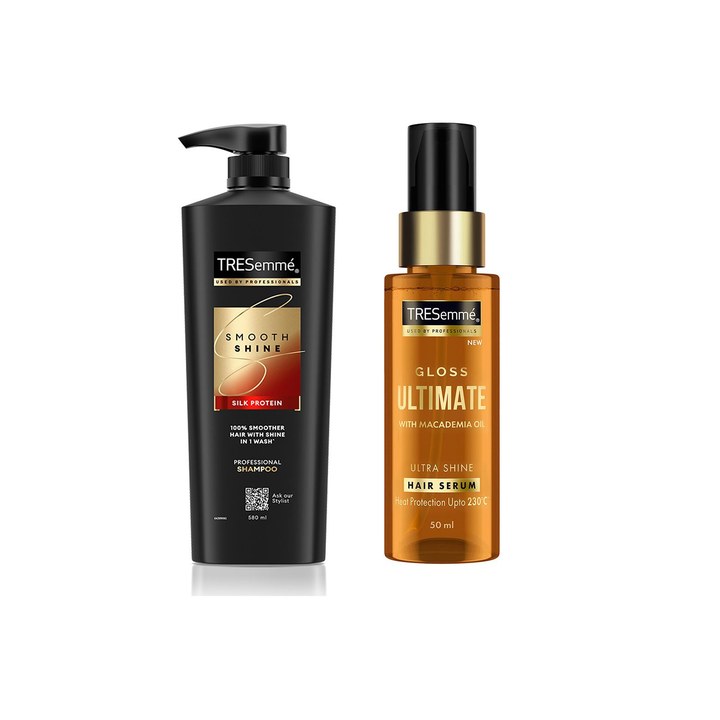 TRESemme Set of Smooth & Shine Shampoo 580ml & Gloss Ultimate Ultra Shine Hair Serum 50ml