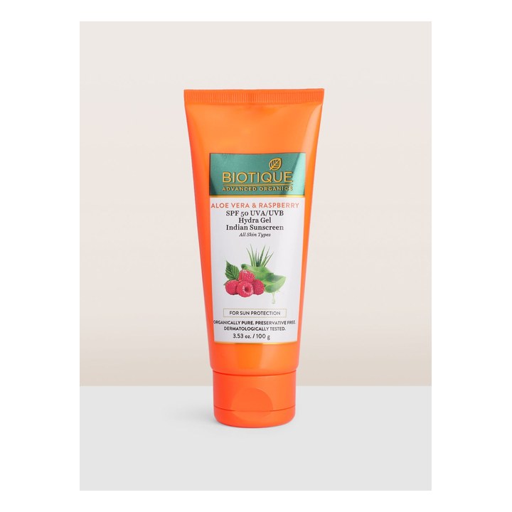 Biotique Aloevera & Raspberry SPF50 Hydra Gel Indian Sunscreen - 100 g