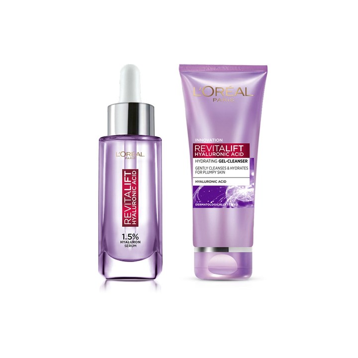 LOreal Set of Revitalift Hyaluronic Acid Serum 15 ml & Hydrating Gel Cleanser 100 ml