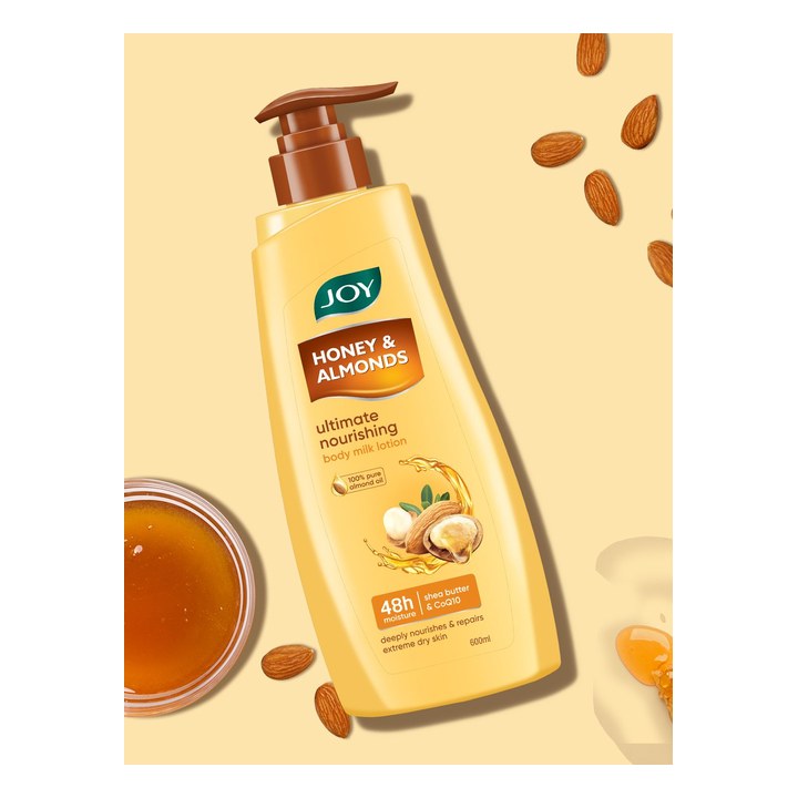 JOY Honey & Almonds Summer Body Lotion For Dry Skin With Shea Butter - 600ml