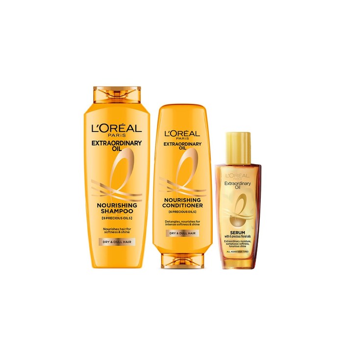 LOreal Set of Extraordinary Oil Nourishing Shampoo 340ml + Conditioner 175ml + Serum 30ml