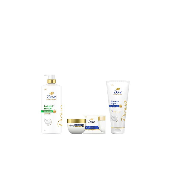 Dove Set of Hair Fall Rescue Shampoo+Intense Repair Conditioner+Deep Repair Hair Mask