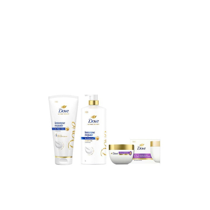 Dove 10In1 Shine Revive Hair Mask 300ml + Intense Repair Shampoo 1L + Conditioner 175ml
