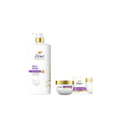 Dove Set of Daily Shine Shampoo 1L & Shine Revive Treatment Hair Mask 300 ml