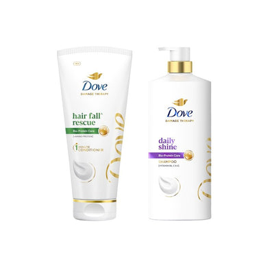Dove Set of Daily Shine Shampoo For Dull Hair 1L & Hair Fall Rescue Hair Conditioner 175ml