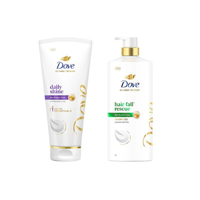 Dove Hair Fall Rescue Shampoo 1L & Daily Shine Hair Conditioner 175ml