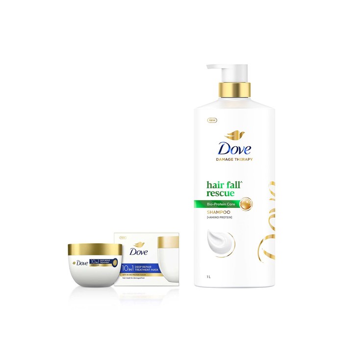 Dove Hair Fall Rescue Shampoo 1L & 10In1 Deep Repair Treatment Hair Mask 120ml