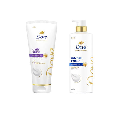 Dove Hair Therapy Intense Repair Shampoo 650ml & Daily Shine Hair Conditioner 175ml