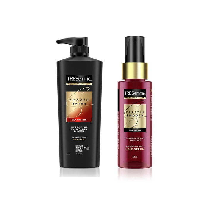 TRESemme Smooth & Shine Shampoo 580ml & Keratin Smooth Anti-Frizz Hair Serum 50ml