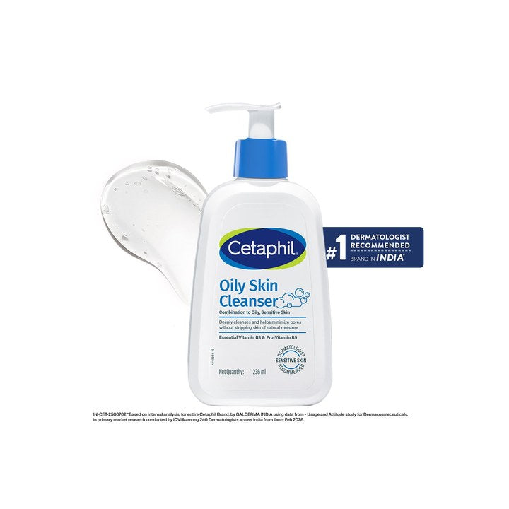 Cetaphil Oily Skin Cleanser Gentle Foaming Face Wash for Oily & Acne Prone Skin - 236 ml