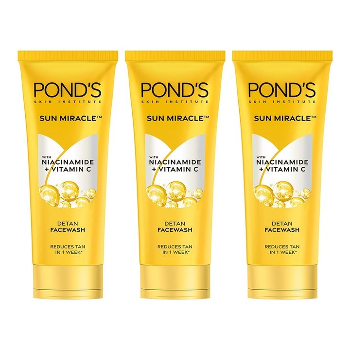 Ponds Set of 3 DeTan Facewash with Niacinamide & Vitamin C - 100 g each