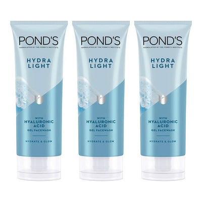 Ponds Set of 3 Hydra Light Hyaluronic Acid Hydrating Gel Face Wash - 100 g each