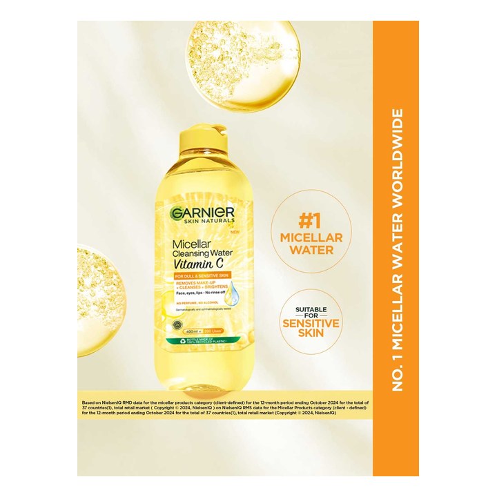Garnier Vitamin C Micellar Water to Removes Makeup, Dust & Impurities For Dull Skin- 400ml