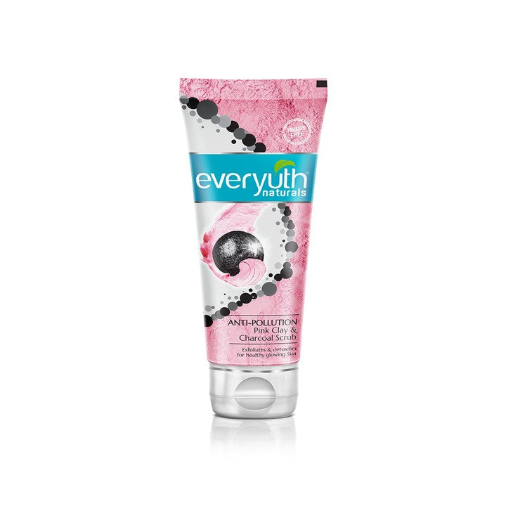 everyuth Naturals Anti Pollution Pink Clay & Charcoal Face Scrub For Oily & Dry Skin 100g