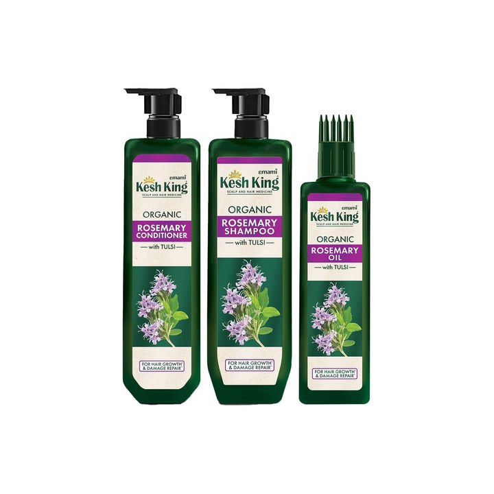Kesh King Rosemary Hair Care Combo - Shampoo 300ml + Conditioner 200ml + Hair Oil 200ml