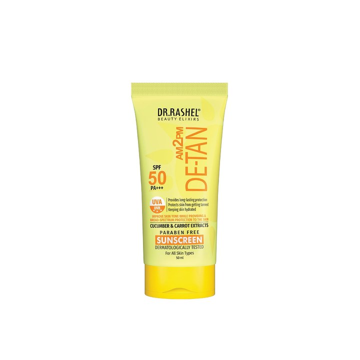 DR.RASHEL De-Tan Sunscreen SPF 50 PA+++ With Cucumber For Face & Body-50 ml