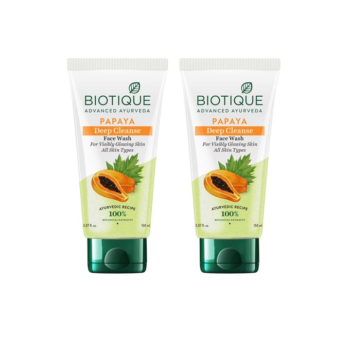 Biotique Set of 2 Papaya Deep Cleanse Visibily Glowing Skin Face Wash - 150ml each