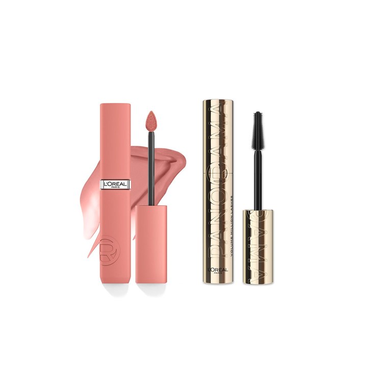 LOreal Liquid Lipstick 5ml - Worth It 601 & Waterproof Mascara 9.4 ml - Black Combo