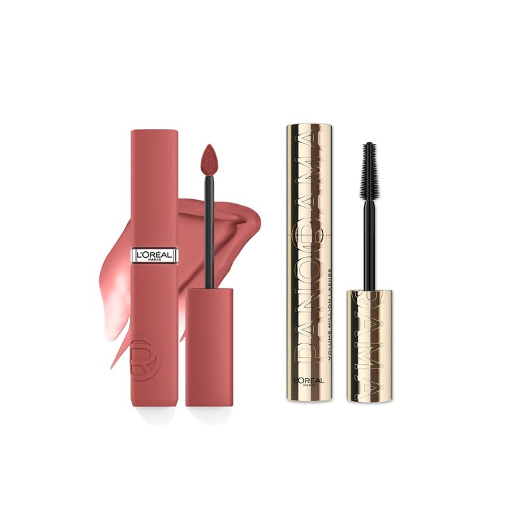 LOreal Liquid Lipstick 5ml - Worth It Medium 635 & Waterproof Mascara 9.4 ml - Black Combo