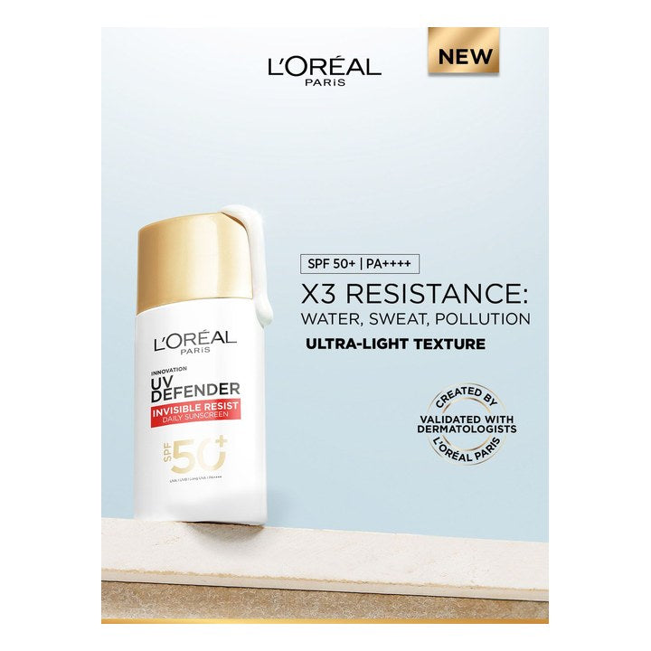 LOreal Paris UV Defender Invisible Resist Lightweight Daily Sunscreen SPF50+ PA++++ - 50ml