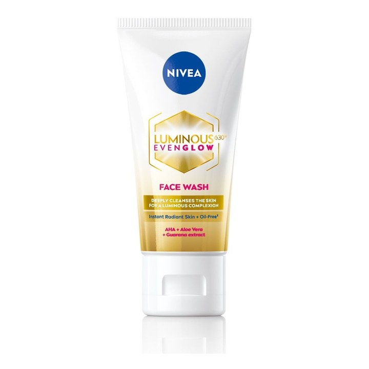 Nivea Luminous Even Glow Oil Free Face Wash with AHA & Aloe Vera for Deep Clean - 50 ml
