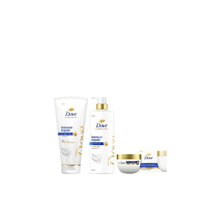 Dove Set of Intense Repair Conditioner 175ml + Shampoo 650ml + Deep Repair Hair Mask 300ml