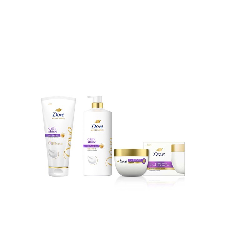 Dove Set of Daily Shine Conditioner 175ml + Shampoo 1L + Shine Revive Hair Mask 300ml