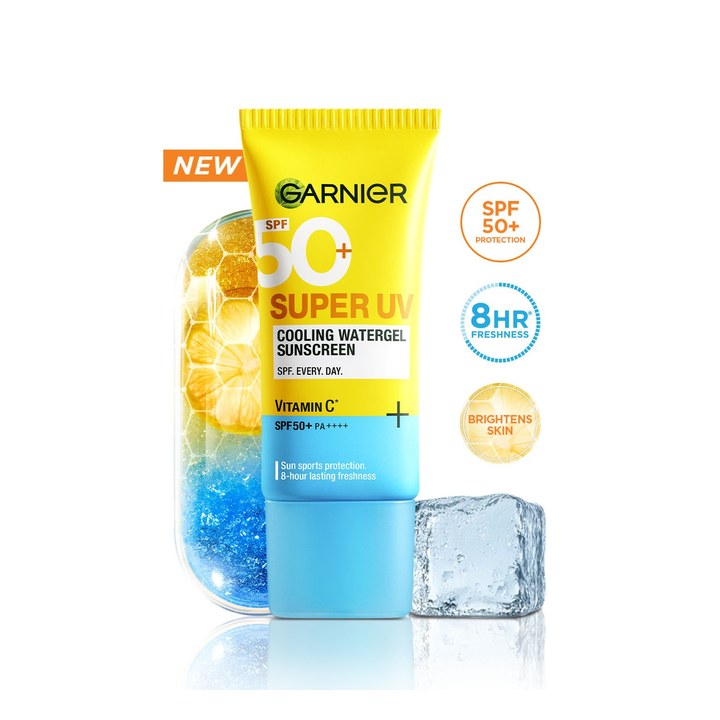 Garnier Super UV Cooling Water Gel Sunscreen 8Hr Freshness No White Cast SPF50 PA++++ 30ml