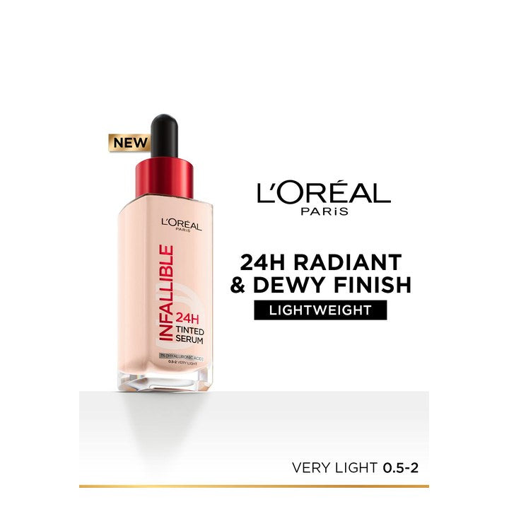 LOreal Paris Infallible 24H Lightweight Tinted Serum Foundation 30ml - Very Light 0.5-2