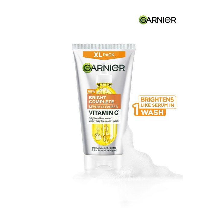Garnier Serum Cleanser Face Wash for Brightening & Tan Removal with Vit C - 150g