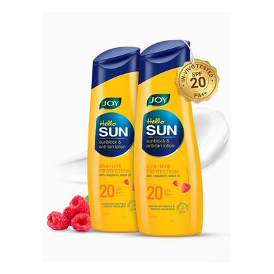 JOY Set Of 2 Hello Sun Body Sunscreen Lotion SPF 20 PA++ For Tan Control - 300 ml Each