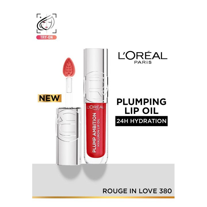 LOreal Paris Plump Ambition Hyaluron Hydration Plumping Lip Oil 5 ml - Rouge In Love 380