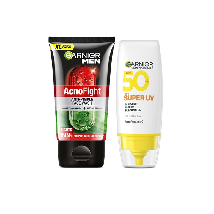 Garnier Game Face - Acno Fight Anti Pimple Face Wash 150g + Serum Sunscreen SPF50 30ml