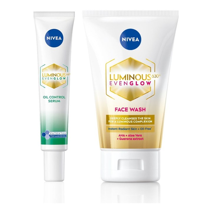 Nivea Set of Luminous Even Glow Oil Free Face Wash 100ml & Oil Control Serum 40ml
