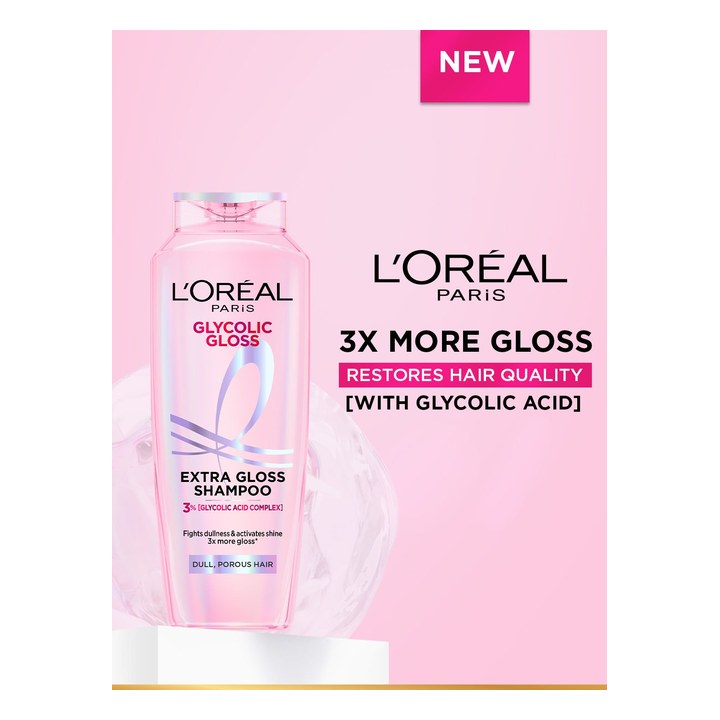 LOreal Paris Glycolic Gloss Shampoo with Glycolic Acid for Dull & Porous Hair - 340 ml