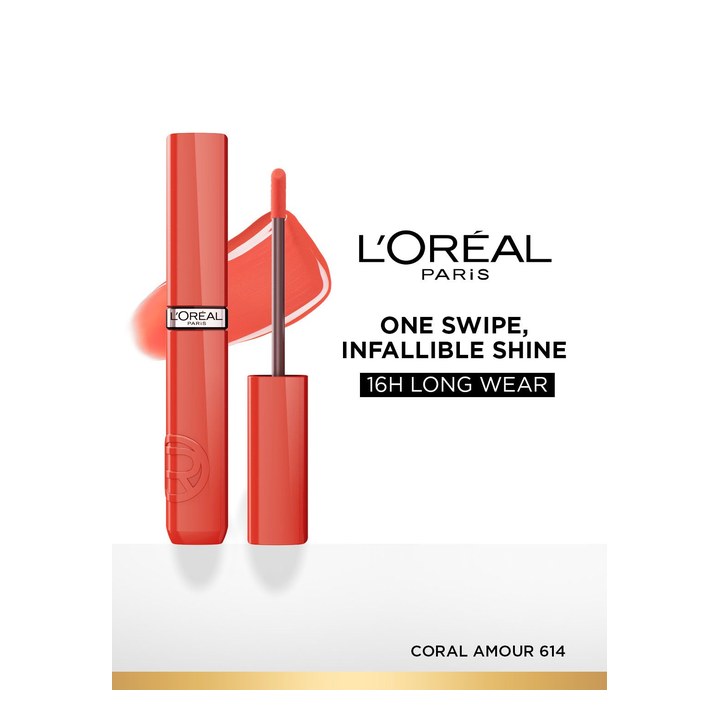 LOreal Paris Infallible Laque Resistance Longwear Liquid Lipstick 4 ml - Coral Amour 614