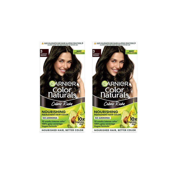 Garnier Set of 2 Color Naturals Nourishing Permanent Hair Color - Darkest Brown 3