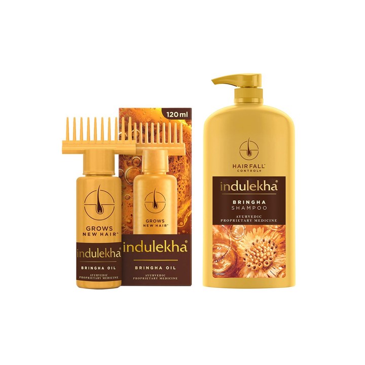 indulekha Set Of Bringha Hair Oil & Shampoo - 120ml + 1L