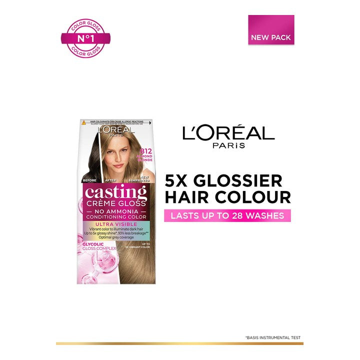 LOreal Paris Casting Creme Gloss With Glycolic Gloss Complex - Almond Blonde 812