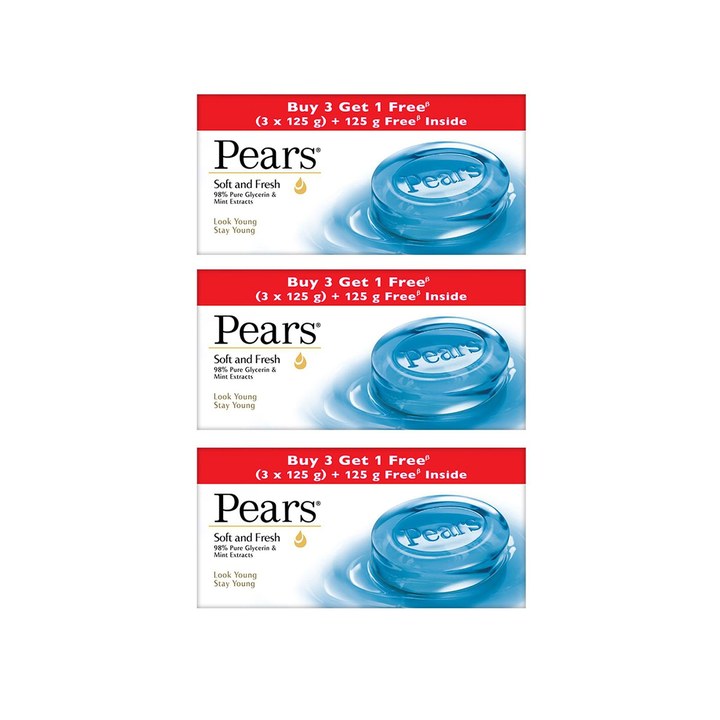 Pears Set of 3 Soft & Fresh Glow Original Glycerin Soap Bar - 125 g each