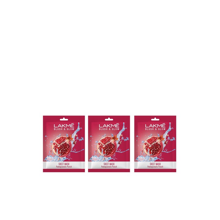 Lakme Set of 3 Blush & Glow Pomegranate Punch Sheet Mask - 25 ml each