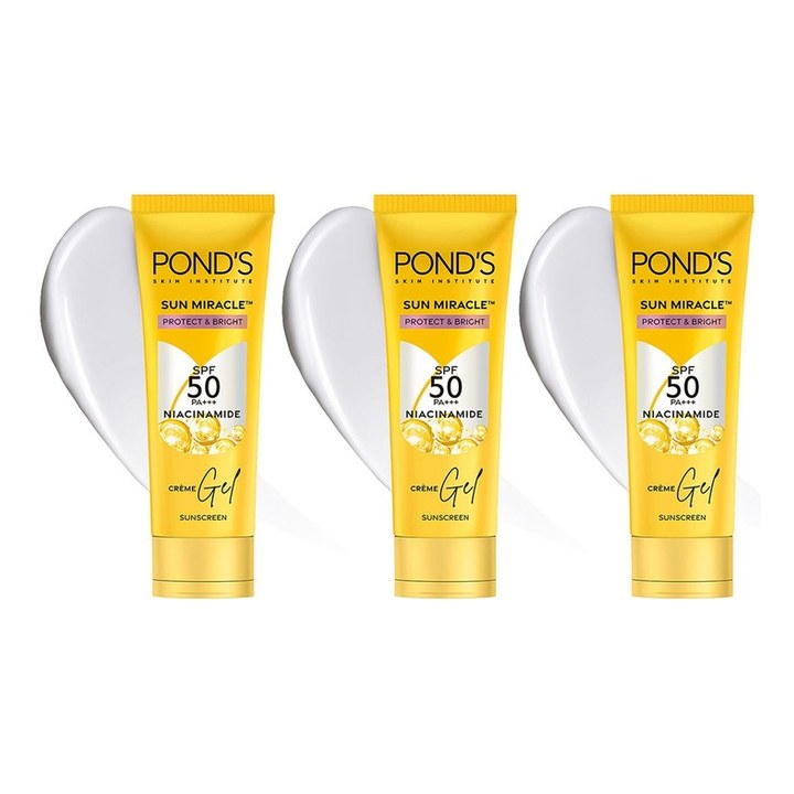 Ponds Set of 3 Protect & Bright Sun Miracle SPF 50 PA+++ Creme Gel Sunscreen - 50 g each