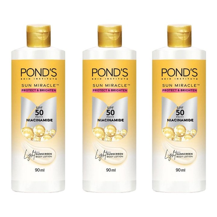 Ponds 3Pcs Sun Miracle Protect & Brighten SPF 50 Light Body Lotion - 90ml each