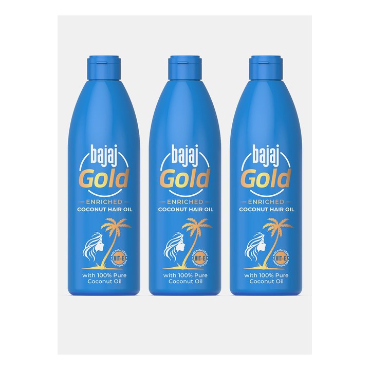 BAJAJ CONSUMER CARE Set of 3 Gold Enriched Coconut Hair Oil - 500ml Each