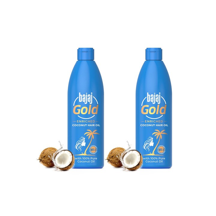 BAJAJ CONSUMER CARE Set of 2 Gold Enriched Coconut Hair Oil - 500 ml each